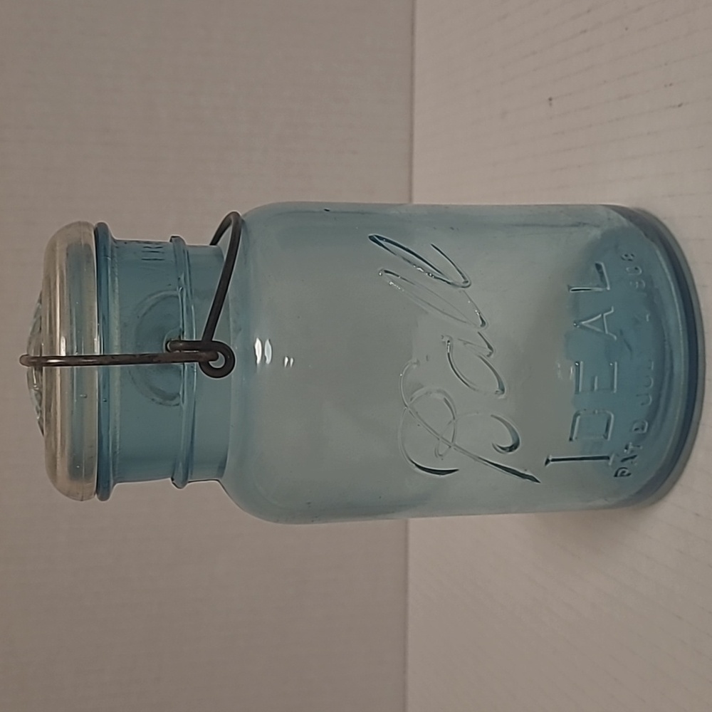 Antique Blue Ball Lidded Jar